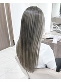 髪質改善バレイヤージュ　ロンググレージュ