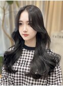 顔まわりカット 韓国ヘア グレージュブラック