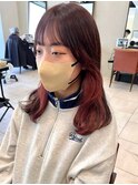インナーカラー/フルバング/レッドブラウン/似合わせカット