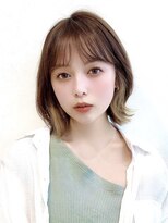 ボブウルフ外国人風カラーココアベージュ透明感20代30代40代