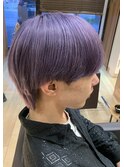 韓国メンズショートマッシュウルフバイオレットWカラー