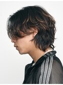 ニュアンスパーマセンターパート毛流れパーマメンズヘア波巻き