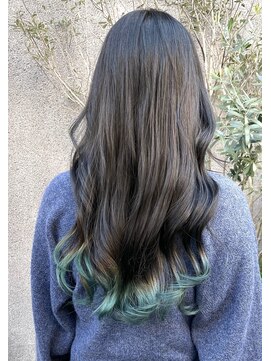 マノハル(MANOHARU) ターコイズミントグリーン　エンドカラー　裾カラー