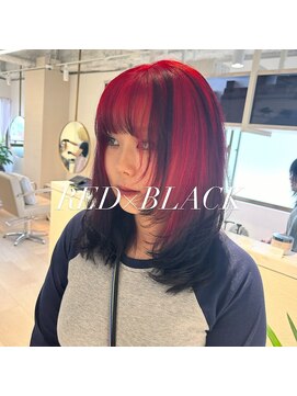 イオール 北千住(ior) 1～2ブリーチビビットレッド×ブラック【ior北千住】