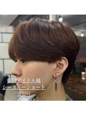 韓国アイドル　シースルーショート　マッシュ　アッシュブラウン