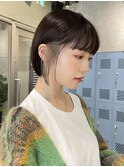 インナーカラーボブフェイスフレーミングベージュ顔周りボブ30代
