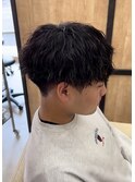 ツイストスパイラルマッシュツーブロック刈り上げ