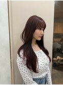 ワインレッド×レイヤーカット