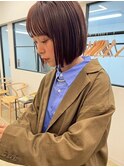ナチュラルブラウン/レッドブラウン/切りっぱなしボブ/西千葉