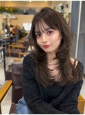 美髪レイヤーカット／顔まわりレイヤー／ロングレイヤ 一/前髪