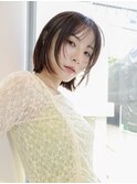 レイヤーボブ/切りっぱなし/透け感/アッシュブラウン