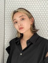 サンク 原宿 表参道(cinq) ダブルカラー外ハネボブインナーカラーハイライトケアブリーチ