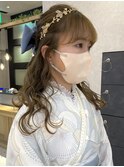 ビックリボンハーフアップ