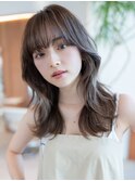 20代30代大人かわいい/斜めバング/グレージュ カラー/前髪/小顔