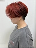 【VIVO】ツーブロックセンターパート アンブレラカラー レッド