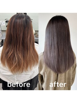 ガルボヘアー 桟橋店(garbo hair) ブリーチオンカラー パープルグレー グラデーションカラー
