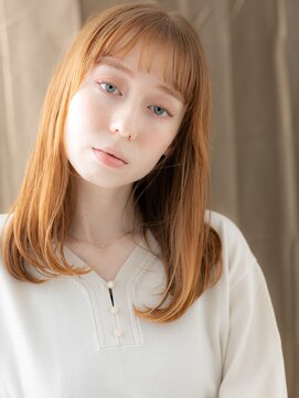 カバーヘア ブリス 上尾西口店(COVER HAIR bliss) 前髪パーマ艶感ハイトーンカラーコーラルオレンジY上尾20代30代