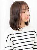 暖色系カラーツヤ髪シースルーバング小顔ボブd小山20代30代40代