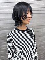 ロックス バイ マグ 松本(rocks BY MAG) ブリーチなしカラー◎ブルーブラック×透明感艶髪レイヤーボブ