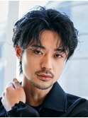 原宿メンズパーマルーズパーマシャドウパーマセンターパート緩め