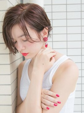 ルティア(Lutia) ピンクブラウン かきあげバング 似合わせカット☆