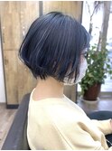 暗髪カラー/ブルーブラック/ショートボブ/カット/大船/大船駅