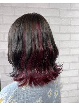 ビス ヘア アンド ビューティー 西新井店(Vis Hair&Beauty) 20代30代大人可愛いインナカラーワインレッド