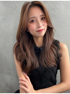 ソヨン 名古屋店(SOYON) 韓国風センターパート　前髪なし　ベージュカラー　透明感