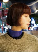 乾かすだけで決まる前髪パッツン前下がりボブヘアー