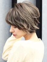 ショートボブ丸み小顔ボブハイライトカラー