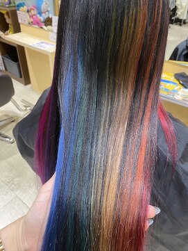 デザイニングヘアードゥ(designing hair Deux) ロングインナーブリーチレインボーカラー　【インナー/派手髪】