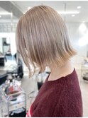 韓国ヘア顔周りレイヤーミルクティーベージュグレージュカラー