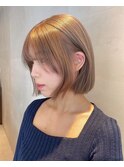 艶髪/ナチュラルレイヤーボブ/ミルクティーベージュ