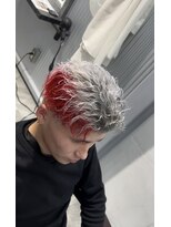 ノア(NOAH)&nbsp;【史進】ホワイト×レッドブリーチ極道パーマフェード