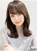 大人かわいい小顔セミディカーキグレージュ20代30代吉祥寺