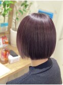 切りっぱなしショート×ラベンダーカラー
