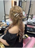 編み込みハーフアップ