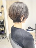 ホワイトグレージュミニウルフデジタルパーマチェリーブラウン