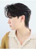 韓国ヘアコンマバング韓国マッシュセンターパートフェザーパーマ