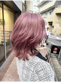 ワンブリーチで輝くピンキーくびれボブ