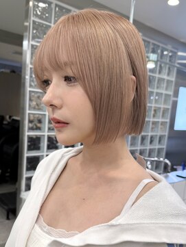 サンクプロジェクト(cinq PROJECT) 原宿韓国顔周りレイヤーミルクティーヘーゼルベージュボブ前髪