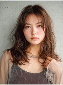 着物ヘア/ダークアッシュ/ミディアムレイヤーカット/表参道