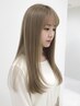 ハイライト(表面)+透明感カラー+カット+髪質改善Ｔｒ 21800→17800