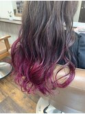 前髪レイヤーが可愛いピンクベージュ