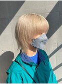 韓国風レイヤーカットウルフカット前髪カットホワイトブリーチ