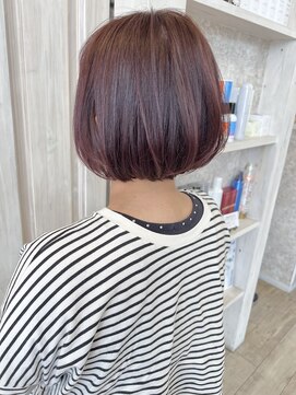 キャアリー(Caary) 福山市美容室Caary前下がり丸みボブ シャーベットパープルカラー