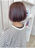 福山市美容室Caary前下がり丸みボブ シャーベットパープルカラー