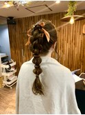 お呼ばれヘア編みおろしポニー