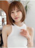 切りっぱなしボブ似合わせカットナチュラルカラー小顔前髪