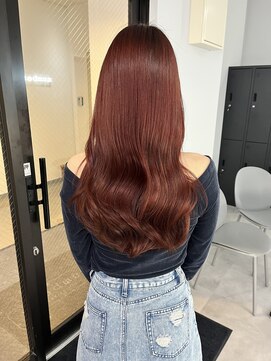 ナンバー 竪町(number+) 大人可愛い暖色ブリーチなしレッドブラウン